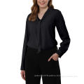 Women's Bow Tie Neck Chiffon Blouses Dressy Work Shirt Long Sleeve Casual Office Wear